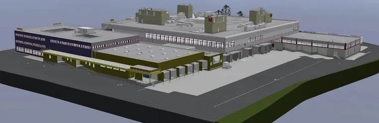 Maquette BIM 3D architecturale d’un centre logistique relevé au scanner Leica RTC360