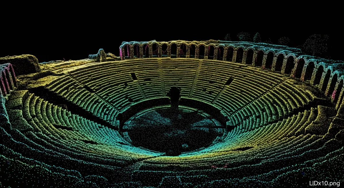 Nuage de points d’un théâtre antique en amphithéâtre